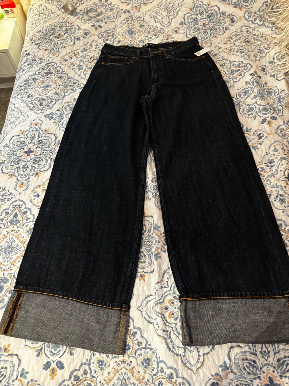 GAP Dark Blue Wide-Leg Cuffed Jeans